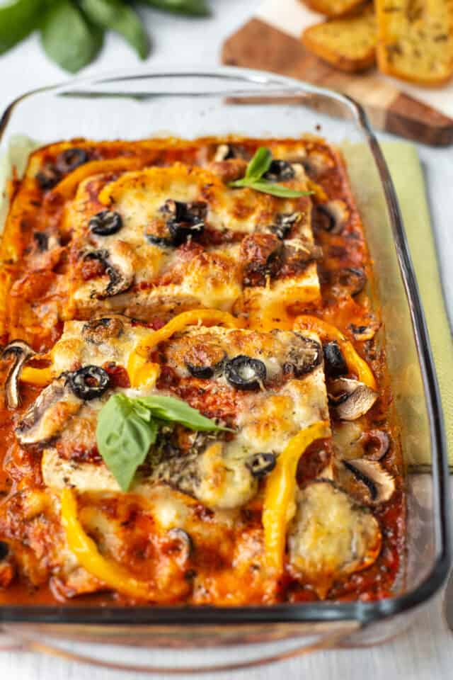 Pizza Baked Tofu Easy Cheesy Vegetarian