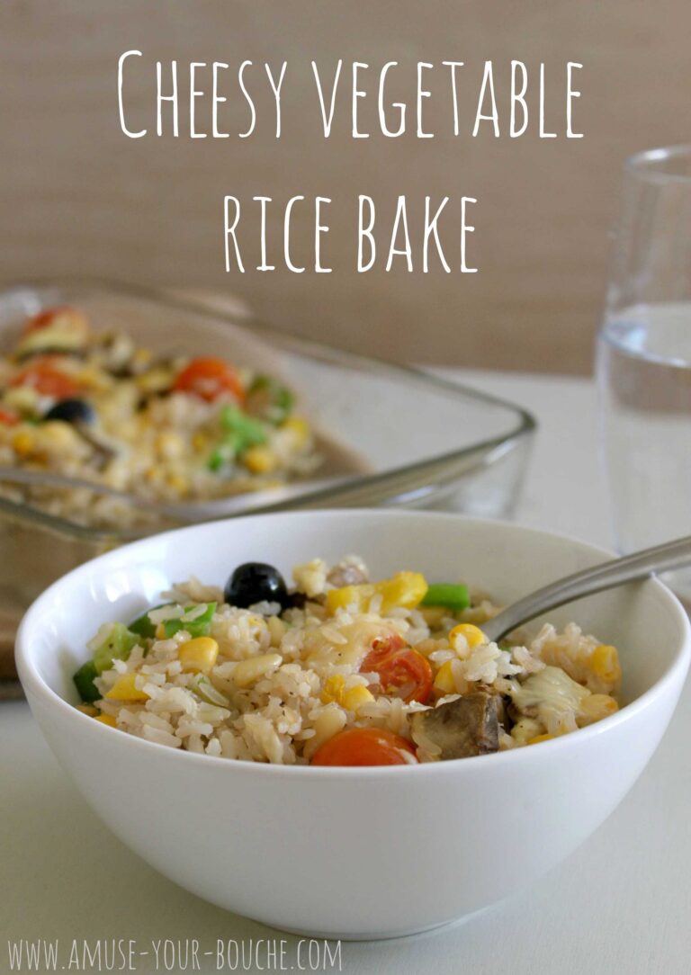 Cheesy vegetable rice bake