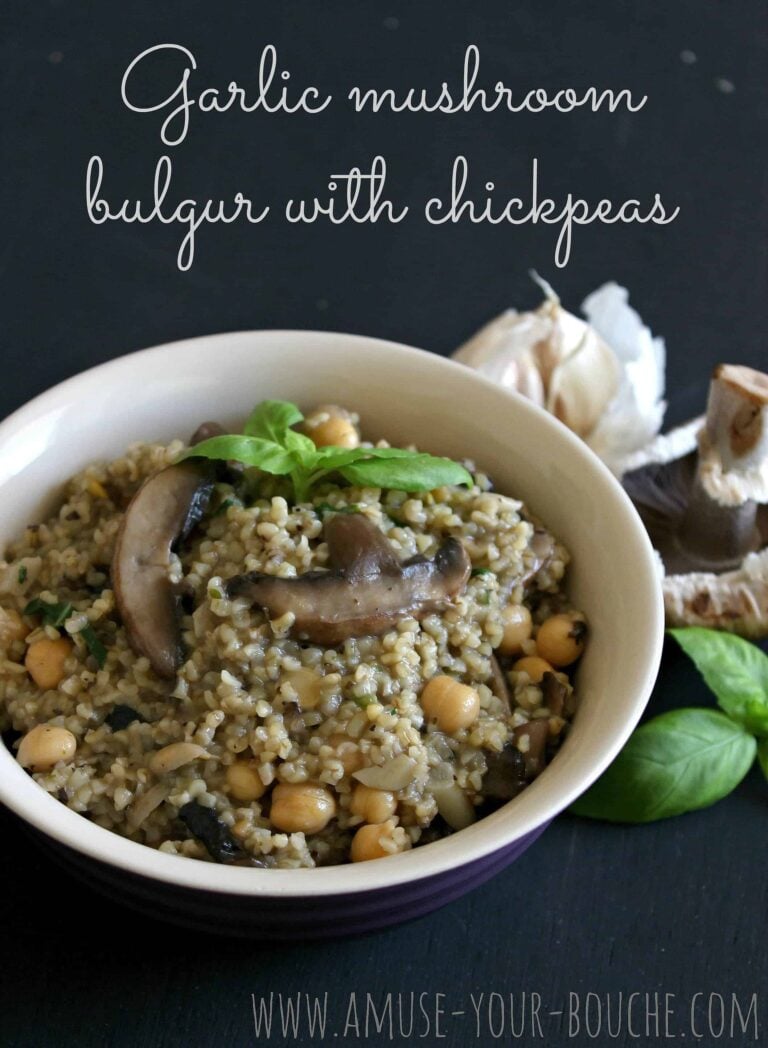 Garlic mushroom bulgur with chickpeas
