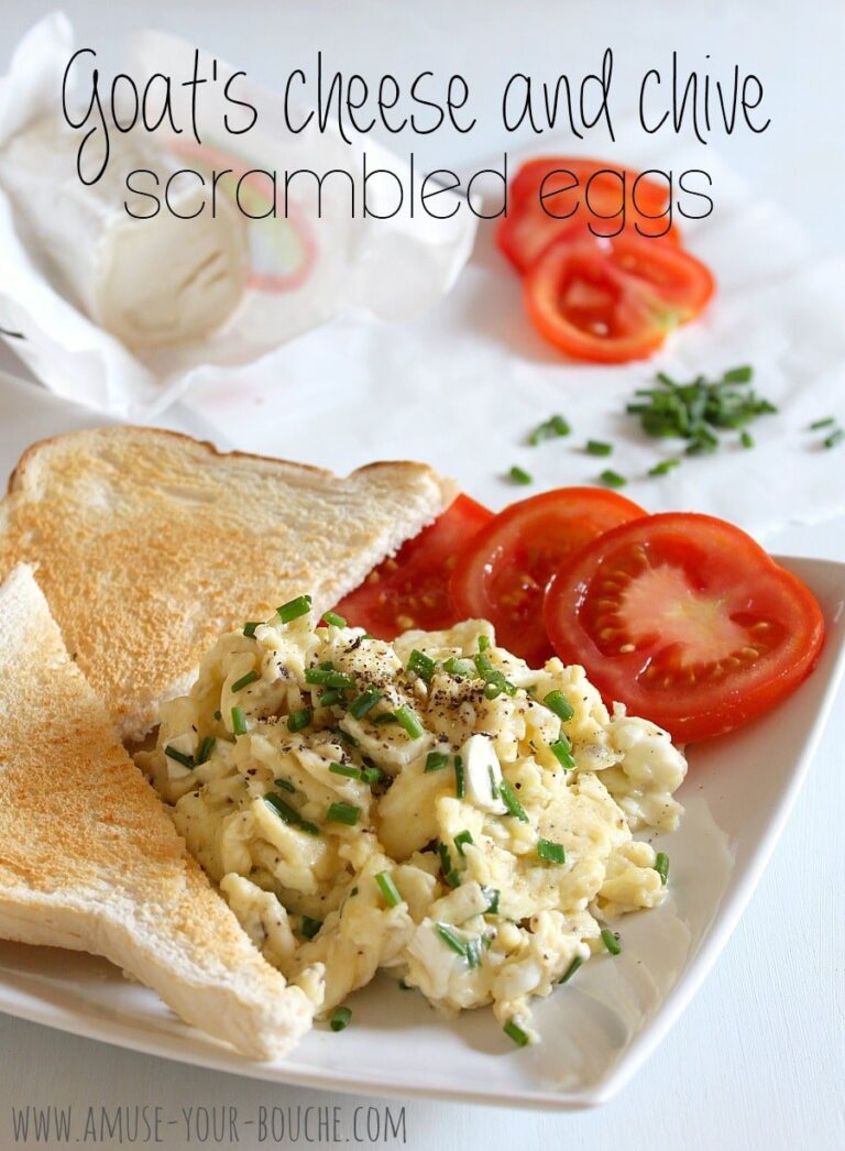 Goat’s cheese and chive scrambled eggs