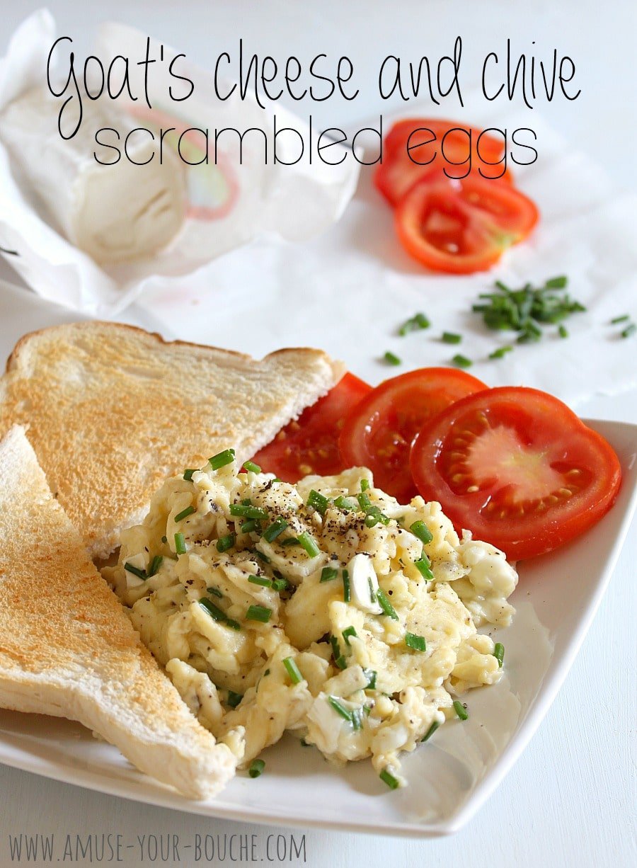 Goat's cheese and chive scrambled eggs Easy Cheesy Vegetarian