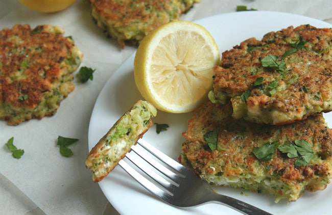 Broccoli and feta fritters