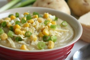 Slow cooker loaded baked potato soup - Easy Cheesy Vegetarian
