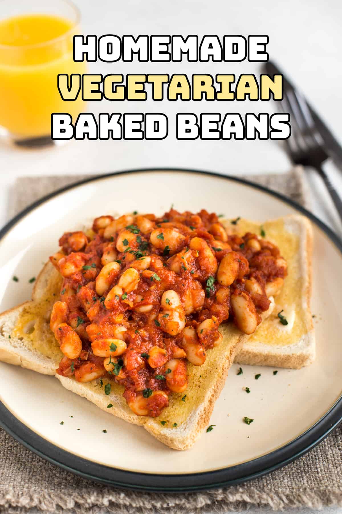 Homemade baked beans on buttered toast.
