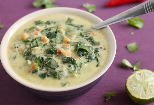 Thai green curry spinach soup