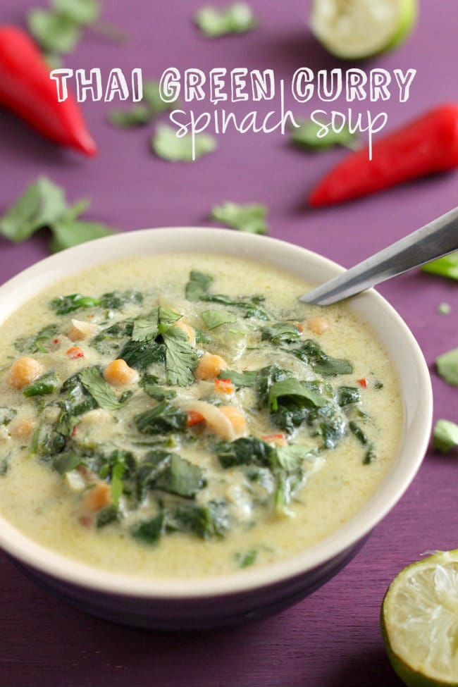 Thai green curry spinach soup