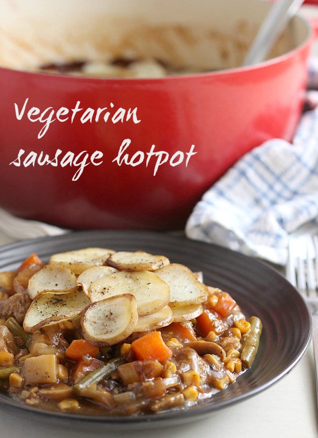 Vegetarian sausage hotpot