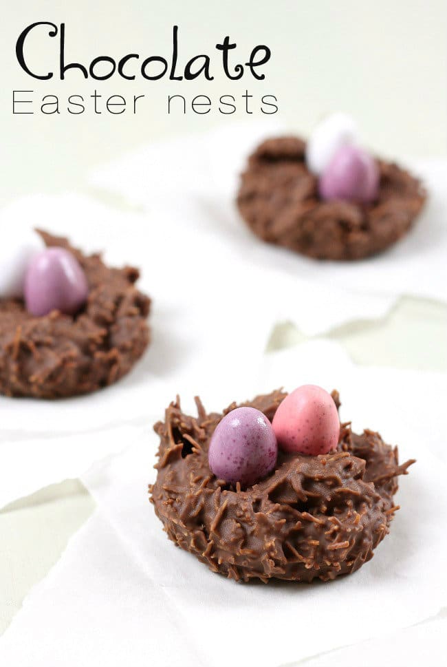 Chocolate Easter nests - only 3 ingredients! These are great for getting kids into the kitchen at Easter! / amuse-your-bouche.com