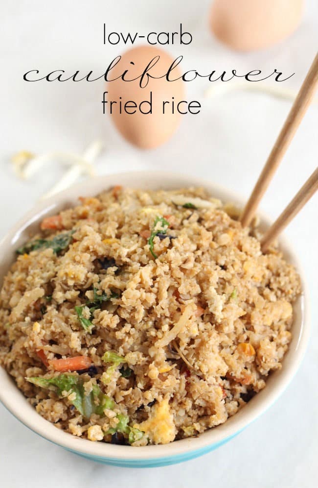 Low-carb cauliflower fried rice - this is a way healthier and lower calorie version of my favourite Chinese side dish!