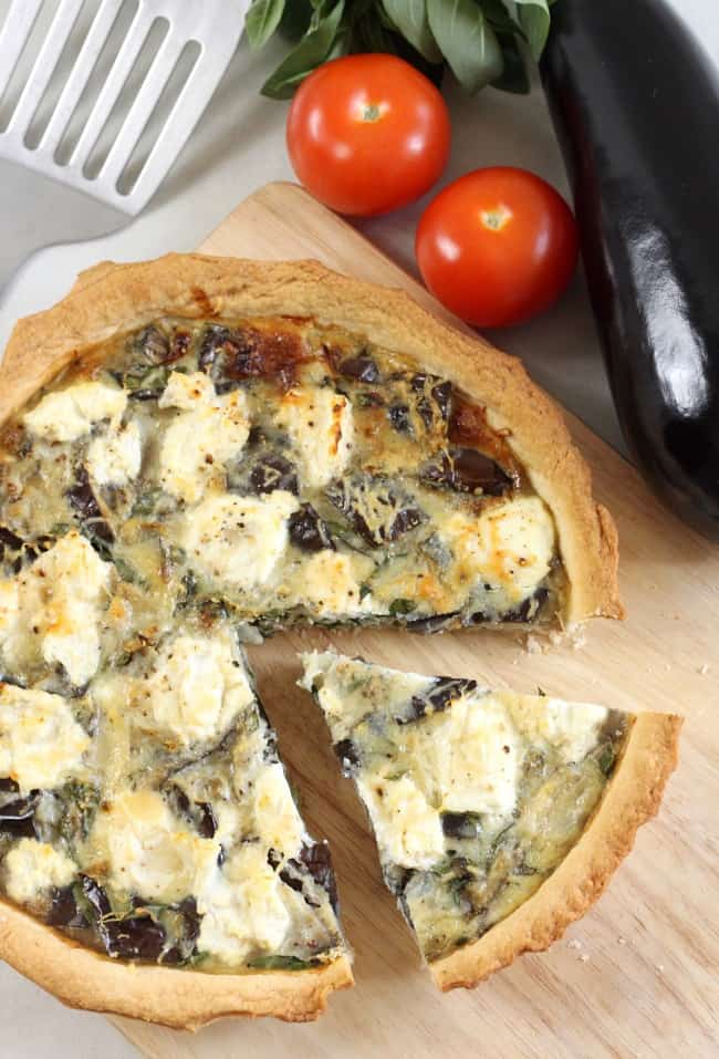 Roasted aubergine and ricotta tart - with roasted garlic, basil and parmesan! Awesome Italian flavours!