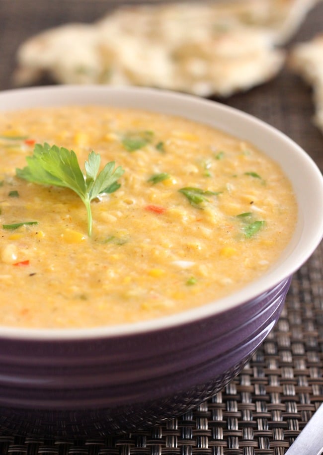 Creamy coconut corn chowder - slightly sweet, slightly spicy, completely delicious! (and vegan too!)