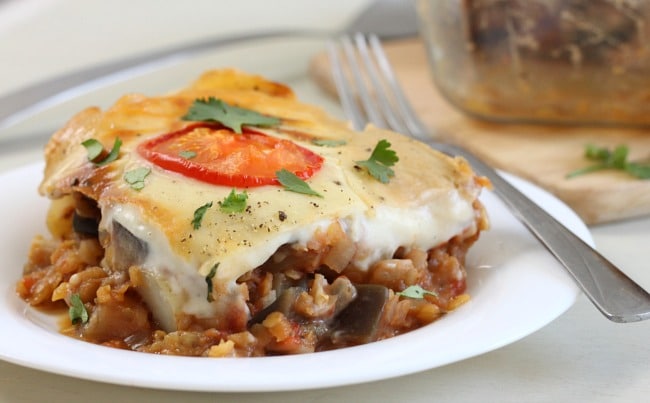 Vegetable moussaka casserole - a much quicker and easier way to make a gorgeous veggie moussaka!