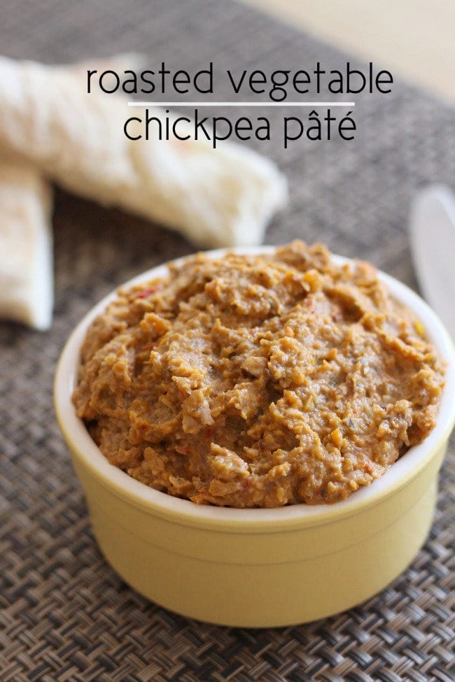 Roasted vegetable chickpea pate - this is the BEST way I've found to make vegan pate - it's the perfect texture!