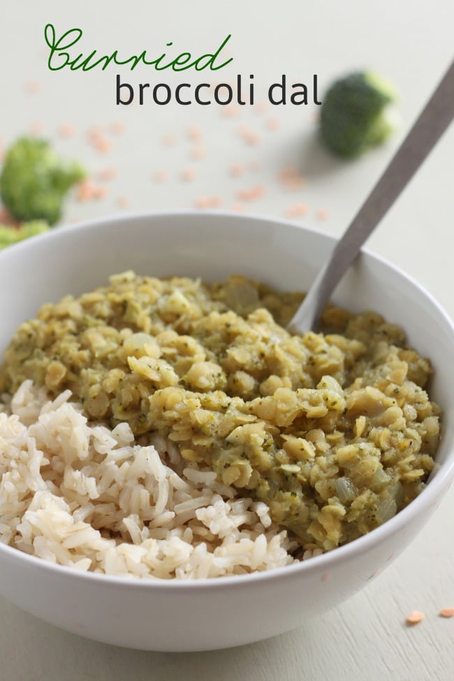 Curried broccoli dal - hearty, healthy, and cheap to make! Perfect comfort food.