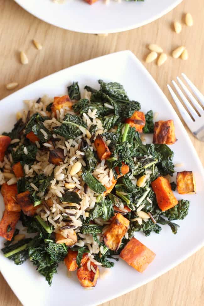 Wild rice and kale salad with smoky sweet potatoes - such amazing autumnal flavours!