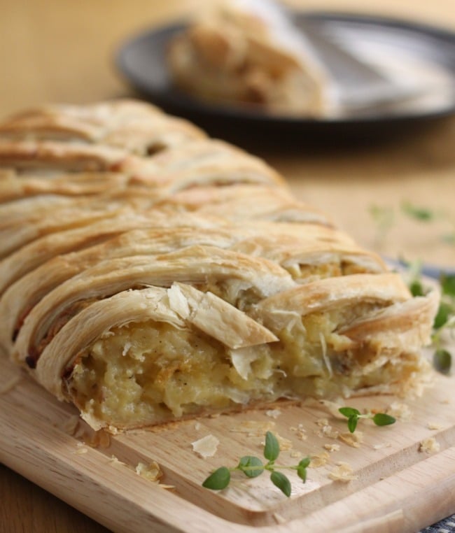 Cheese and onion plait - making the plait is so much easier than it looks! A great veggie option for Christmas Day