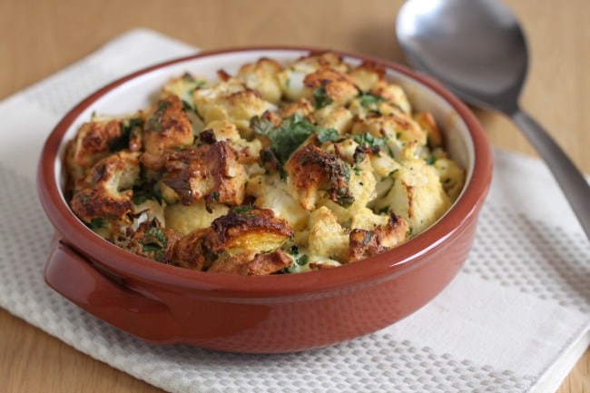 Roasted garlic and cauliflower stuffing - so tasty, and relatively low carb too!