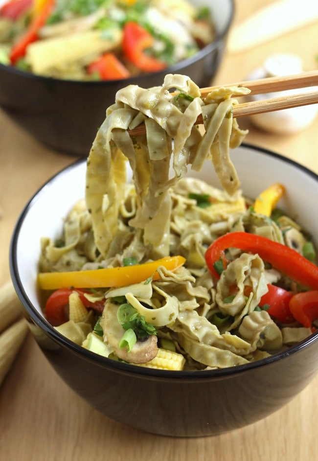 Thai green curry noodle soup - made with homemade Thai curry paste