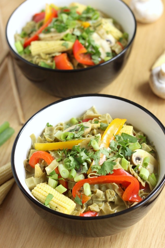 Thai green curry noodle soup - made with homemade Thai curry paste