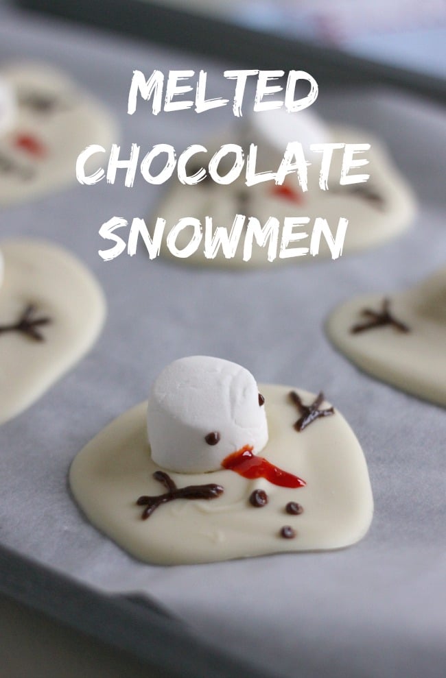 Melted chocolate snowmen - easy, adorable, and a great way to get kids into the kitchen!