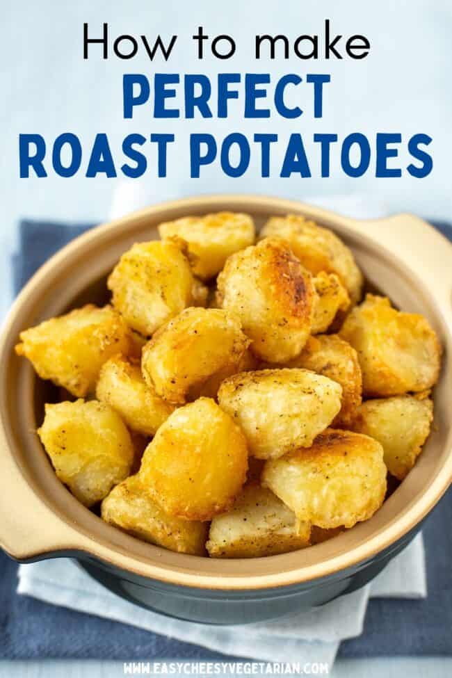 A dish full of crispy roast potatoes.