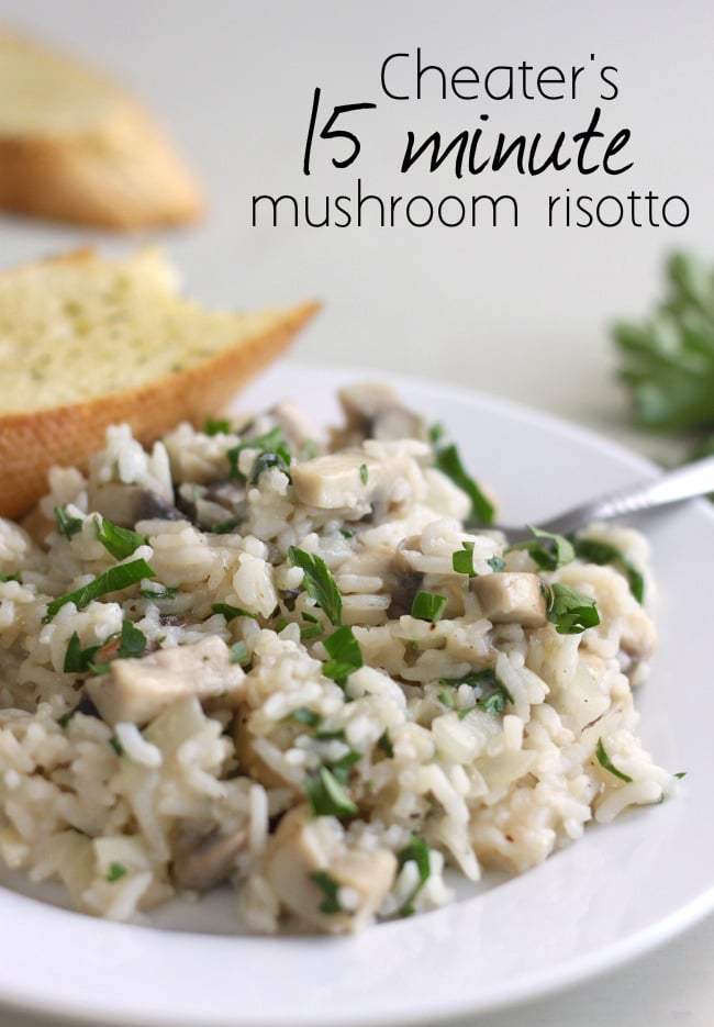 Cheater's 15 minute mushroom risotto - risotto in minutes!