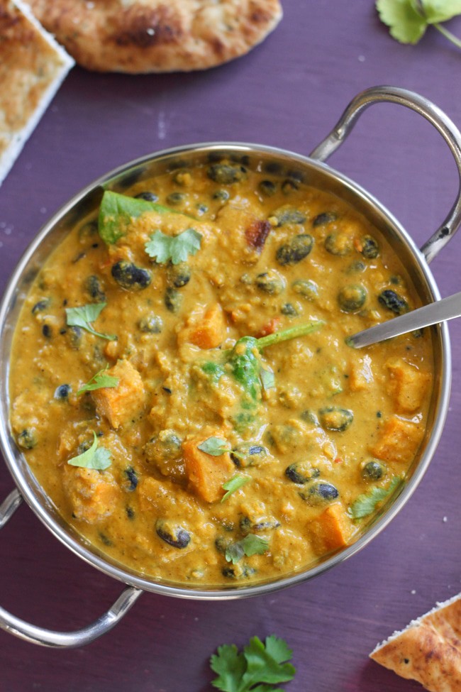 Butternut squash and black bean dopiaza - I finally learned the secret to making a creamy, slightly sweet curry sauce! :)