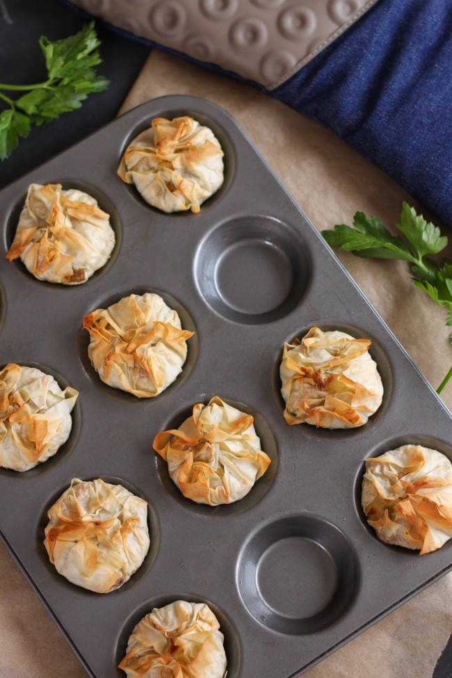 Homity pie bites - cute little versions of the traditional British cheesy leek and potato pie!