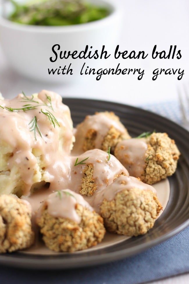 Swedish bean balls with lingonberry gravy - a vegetarian version of IKEA's Swedish meatballs!
