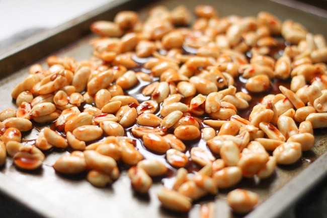 Honey chipotle roasted peanuts - sticky, smoky, spicy, sweet... these are the perfect snack!