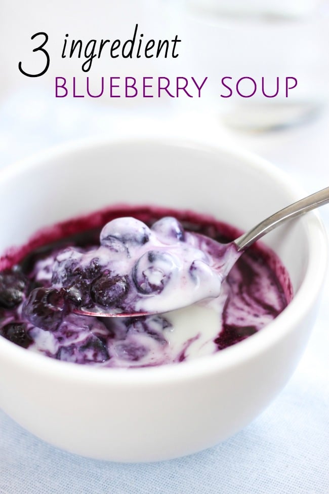 3 ingredient blueberry soup - great for breakfast with Greek yogurt, poured over pancakes or waffles - or even drizzled over ice cream!