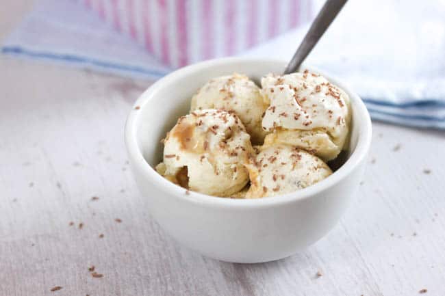 Banoffee no-churn ice cream - this homemade ice cream is SO good, and so easy - you don't need any fancy equipment! Just throw it in the freezer, and the next day you'll have homemade ice cream that rivals even the best shop-bought brands.
