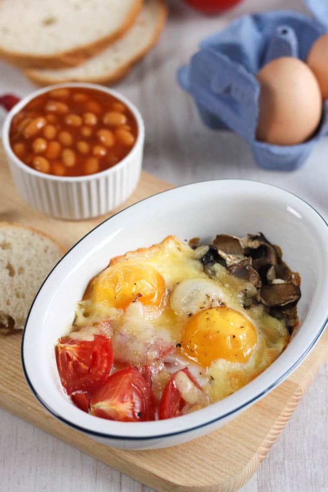 Full English breakfast baked eggs - a healthier version of a traditional British fry up, with all the same flavour!
