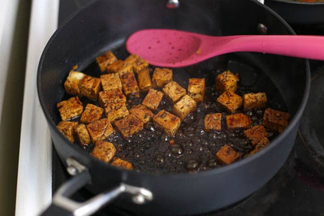 Honey soy tofu - this is the BEST tofu I have ever had anywhere! It's so quick and easy to make, and tastes unbelievable - I made it again two days later! It's sticky, chewy, crispy, sweet, salty... just perfect.