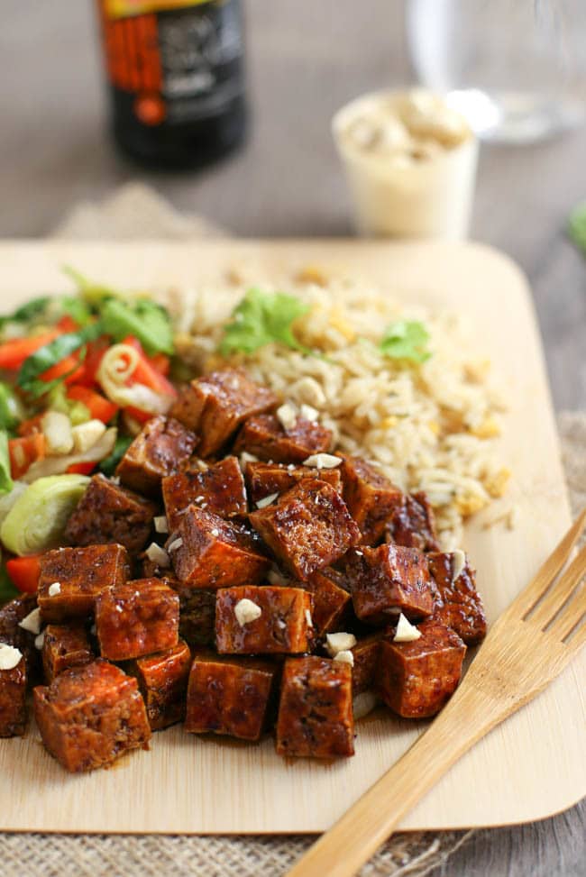 Honey soy tofu - this is the BEST tofu I have ever had anywhere! It's so quick and easy to make, and tastes unbelievable - I made it again two days later! It's sticky, chewy, crispy, sweet, salty... just perfect.