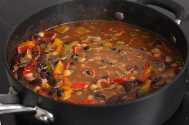Spicy three bean soup, with a secret ingredient to make it extra tasty!