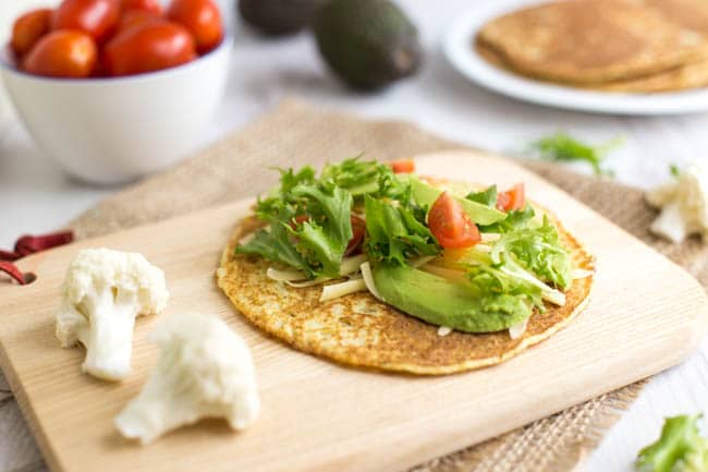 Low-carb cauliflower tortillas. These are a revelation! They're low calorie, low carb, and somehow still delicious :) Perfect for making low-carb tacos or lunch wraps.