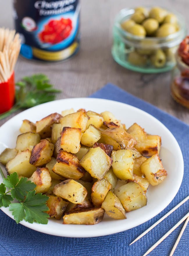 A plateful of crispy roast potatoes.