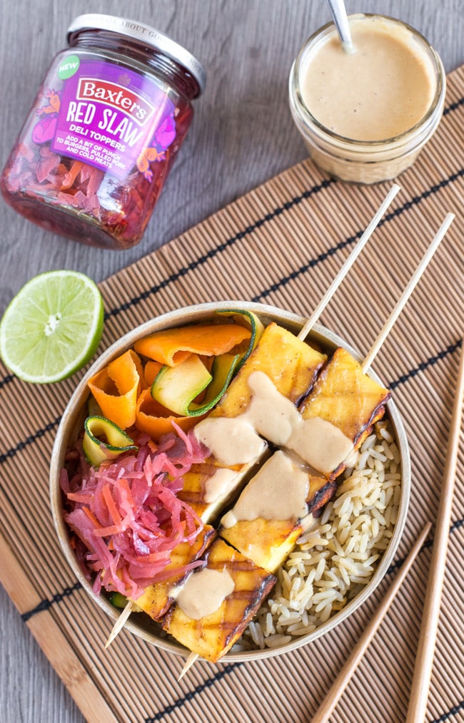 Paneer satay bowls - this peanut butter satay sauce is seriously easy to make! A brilliant vegetarian version of chicken satay.