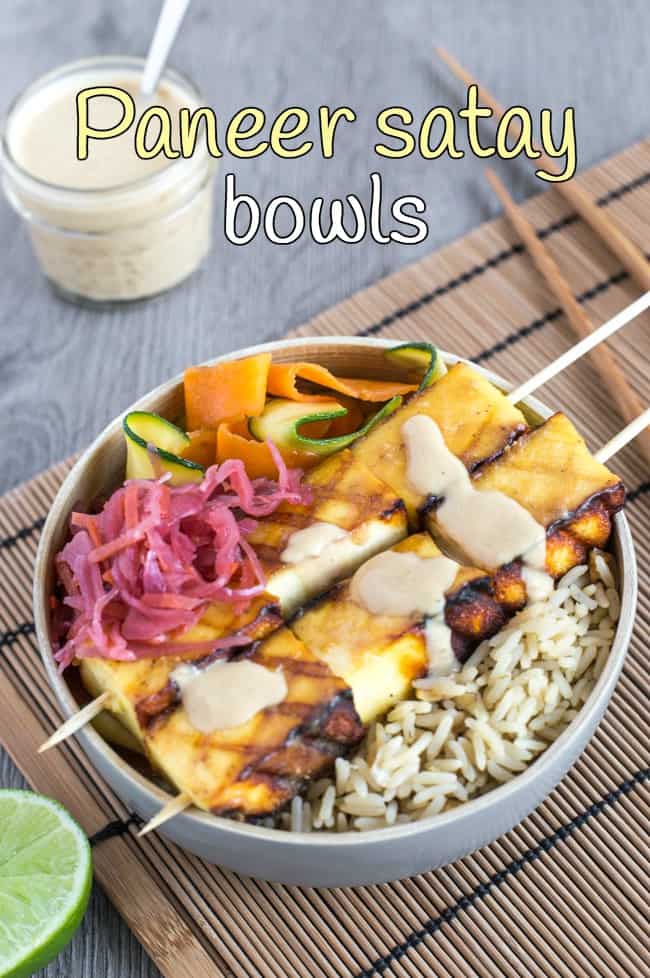 Paneer satay bowls - this peanut butter satay sauce is seriously easy to make! A brilliant vegetarian version of chicken satay.
