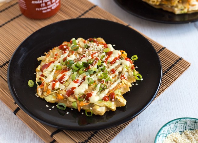 Vegetarian Okonomiyaki (Japanese Cabbage Pancakes)