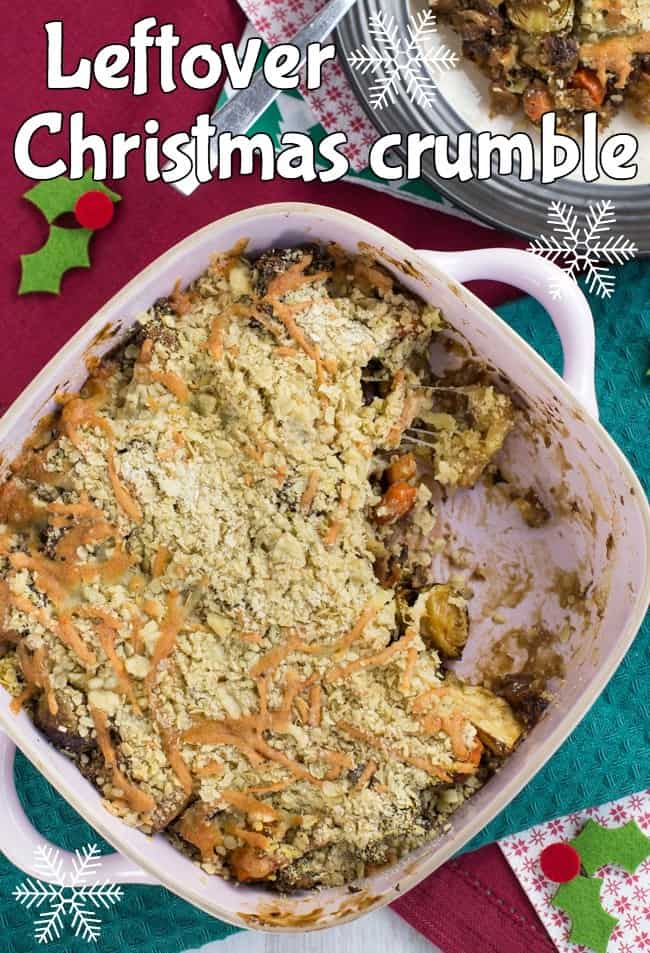 This vegetarian Christmas crumble may not be much of a looker, but it tastes super festive, and is a great way to use up your Christmas leftovers!