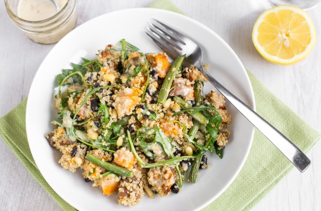 Sweet potato and quinoa salad in a bowl.