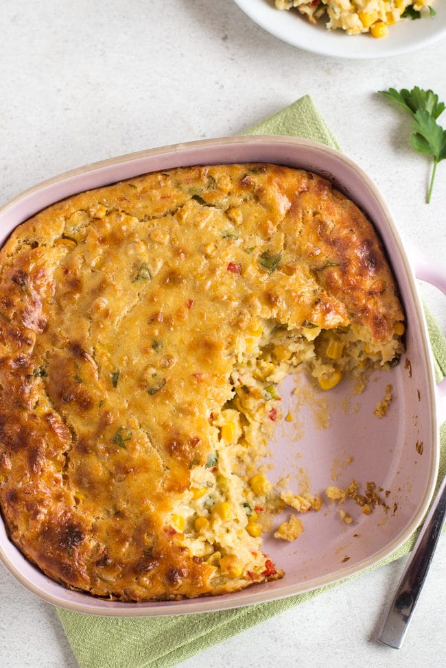 Cheesy sweetcorn pudding - the perfect casserole for Thanksgiving!