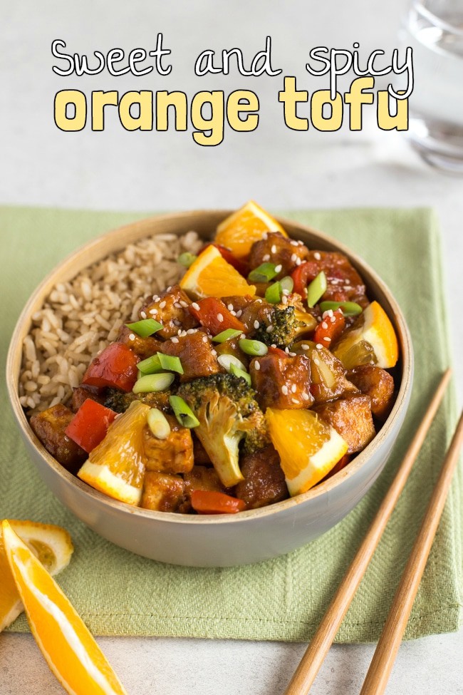 Sweet and spicy orange tofu - the sticky homemade sauce makes the perfect vegan alternative to your favourite Chinese take away!