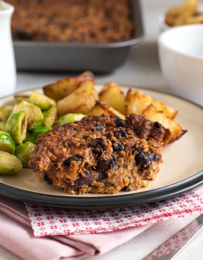 Cheesy bean roast - a seriously delicious vegetarian Christmas dinner or Sunday lunch option for people who aren't into nut roasts!
