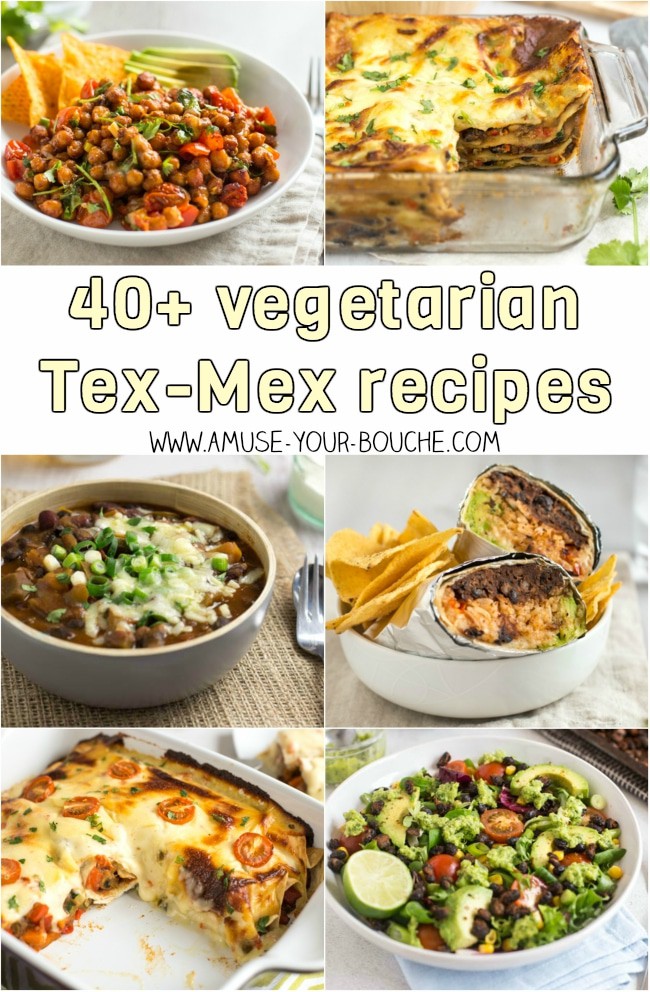 A collage of vegetarian Tex-Mex recipes