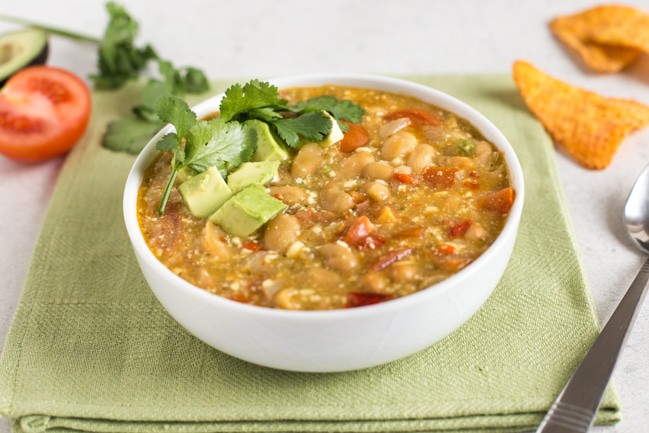 Slow cooker smoky jalapeno and white bean soup.