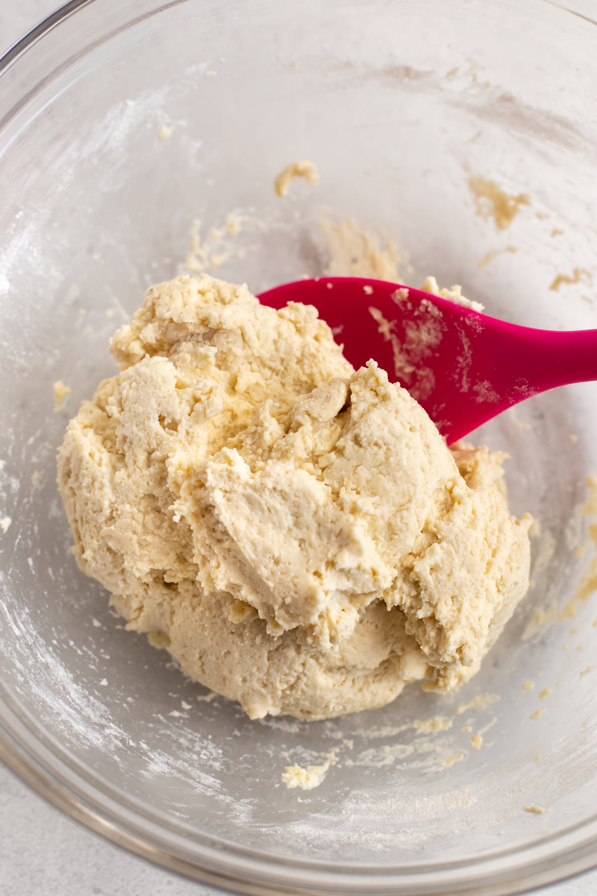 Ricotta gnocchi dough in a bowl.