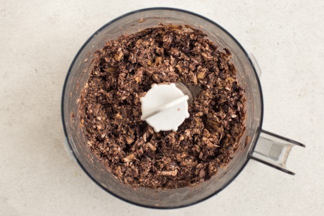 Homemade vegetarian mince in a food processor